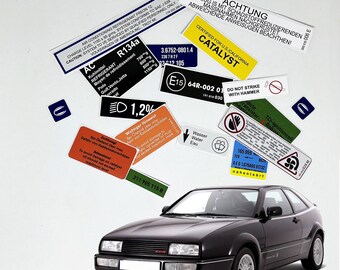 Volkswagen VW Corrado VR6 Restoration Warning Caution Underbonnet Engine Bay Stickers Label