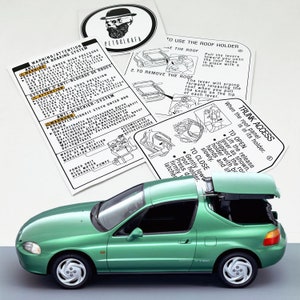 Honda Civic Del Sol Crx Roof Hardtop Restoration Warning Caution Underbonnet Engine Bay Stickers Label