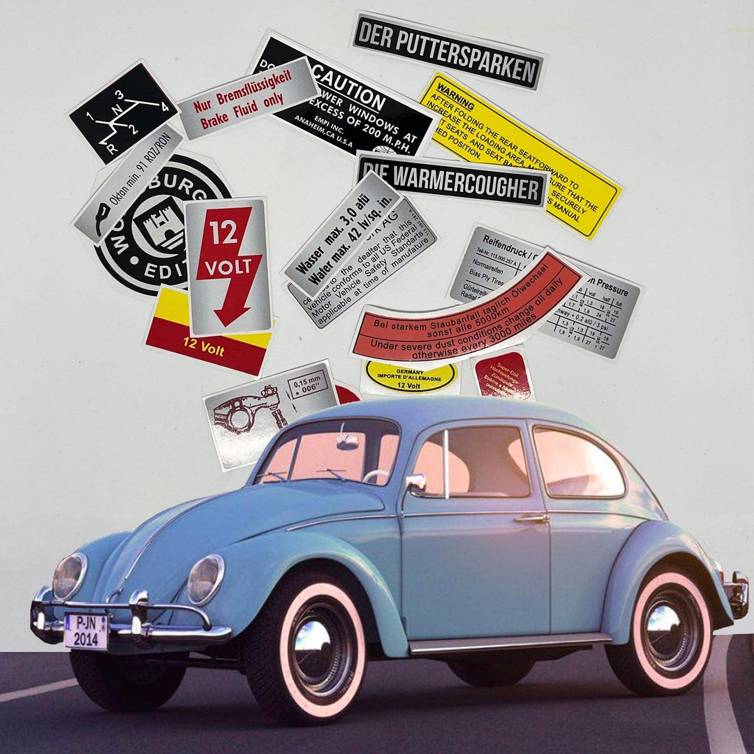 Beetle Bug Restoration Warning Caution Engine Stickers Labels - Etsy