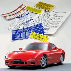 Mazda RX7 Fd Wankel Restoration Warning Caution Underbonnet Engine Bay Stickers Label