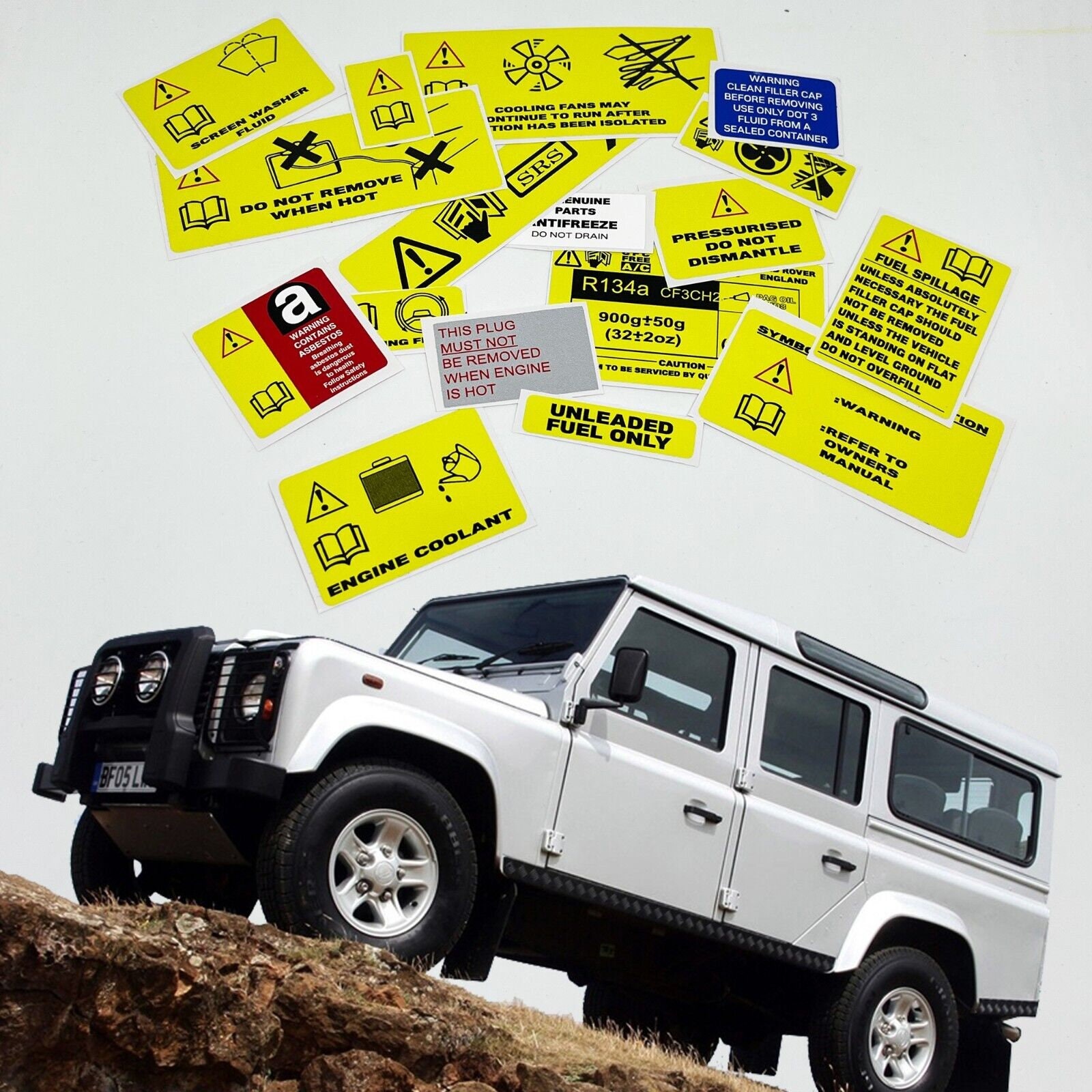 Autocollant Reproduction 'Fan Warning' Pour Land Rover Defender/Discovery TDI - Réf. ESR3291