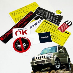 Suzuki Jimny Restoration Warning Caution Underbonnet Engine Bay Stickers Label