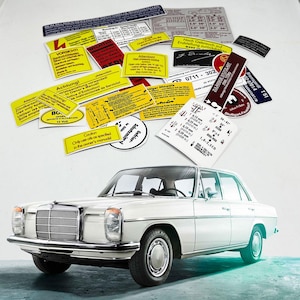 Mercedes Benz W114 W115 Restoration Warning Caution Engine Bay Stickers Label