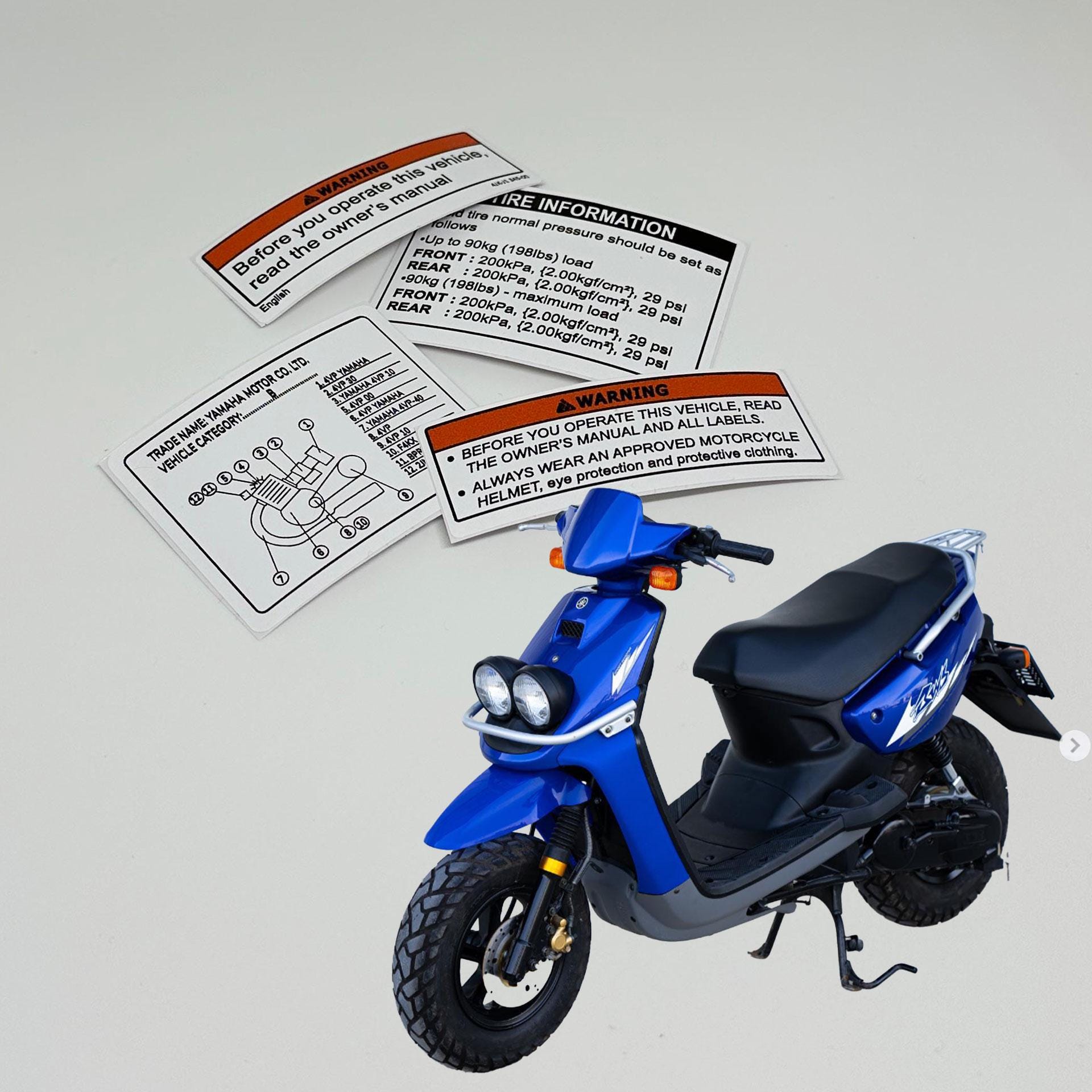 Yamaha Bws 100 Zuma Restoration Warning Caution Engine Stickers