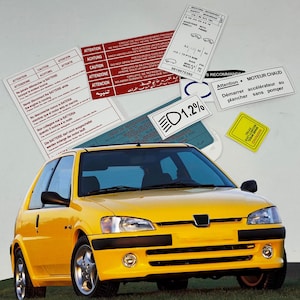 Peugeot 106 Restoration Warning Caution Underbonnet Engine Bay Stickers Label