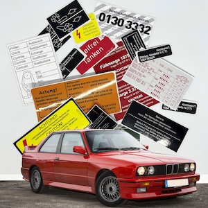 BMW E30 Restoration Warning Caution Underbonnet Engine Bay Stickers Label