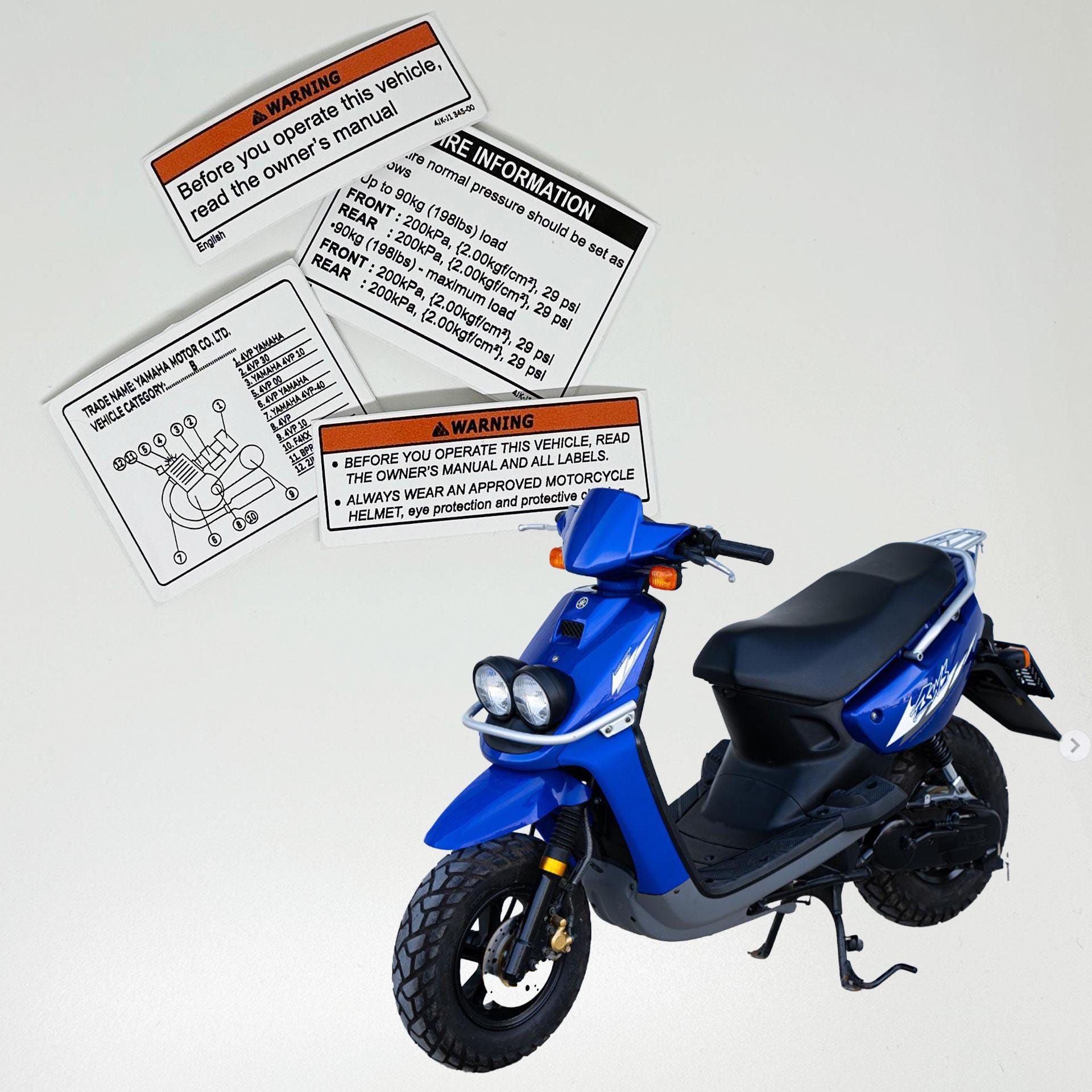 ヤマハ　bws100 エンジン　南米 Yamaha Bws 100 Zuma Restoration Warning Caution Engine Stickers
