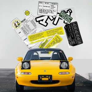 Mazda MX5 NA Restoration Warning Caution Underbonnet Engine Bay Stickers Label