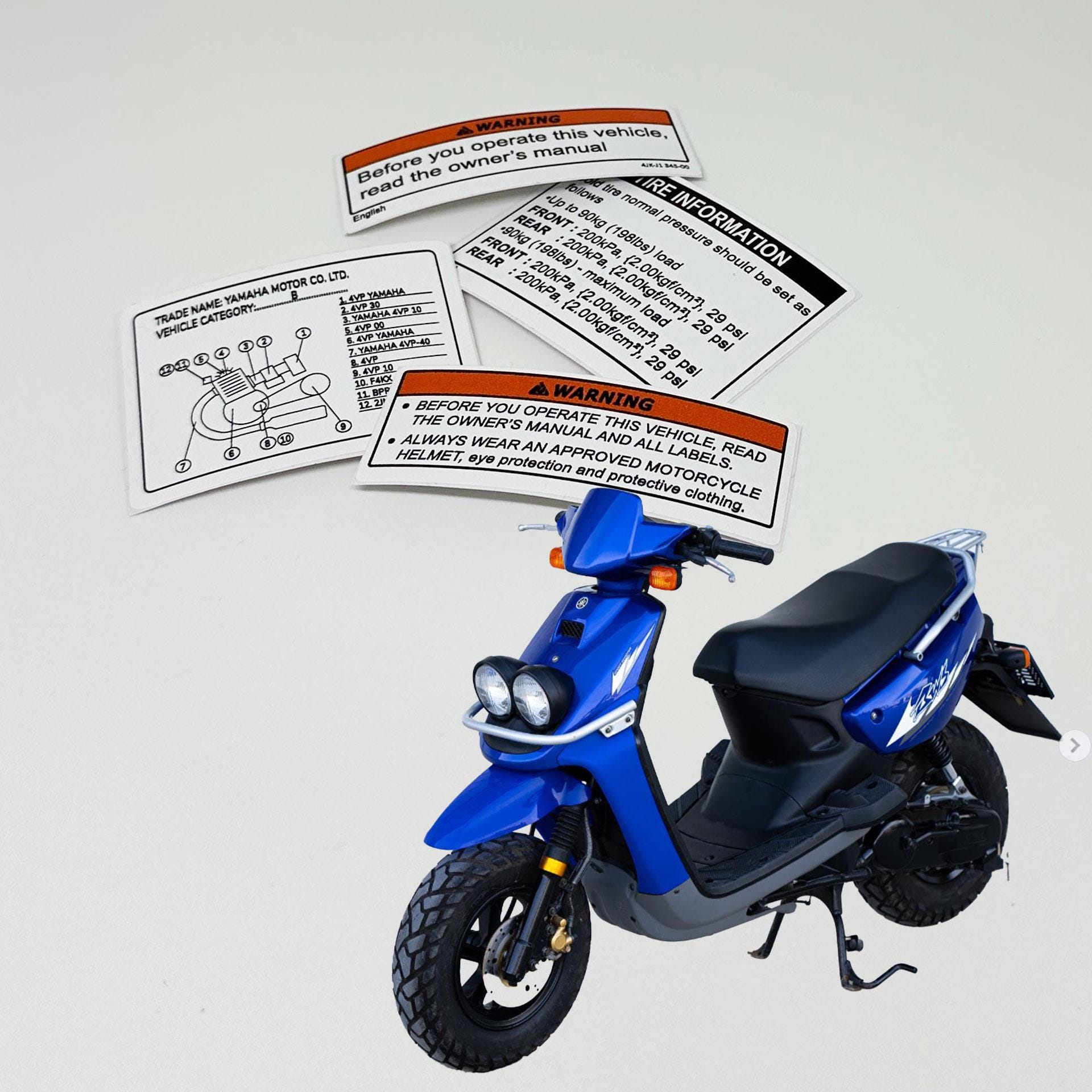Yamaha Bws 100 Zuma Restoration Warning Caution Engine Stickers Yamaha Bws 100 Zuma Restoration Warning Caution Engine Stickers