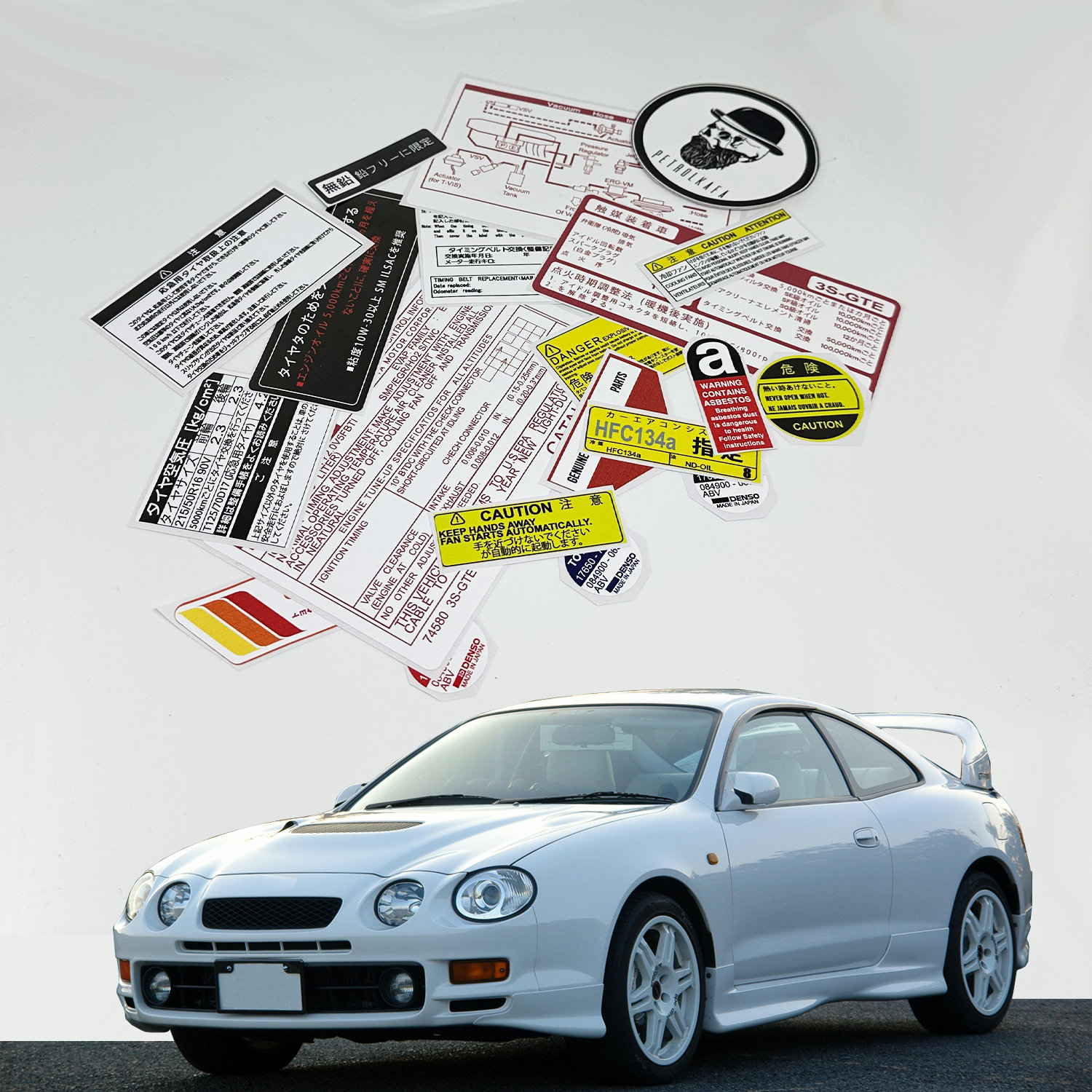 Toyota Celica St205 Underbonnet Car Restoration Warning Labels 