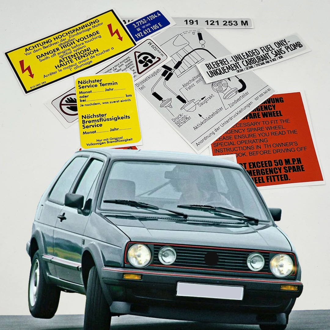 フォルクスワーゲン VW ゴルフ Mk2 修復警告注意ボンネット下エンジン