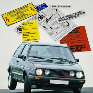 Volkswagen VW Golf Mk2 Restoration Warning Caution Underbonnet Engine Bay Stickers Label