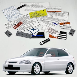 Honda Civic EK9 EM1 1995 2001 Restoration Warning Caution Underbonnet Engine Bay Stickers Label