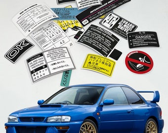 スバル純正 インプレッサ GC8 WRX STI サイドラベル ドアステッカー スバル GC8 インプレッサ WRX STI 修復作業 警告 注意 ボンネット下