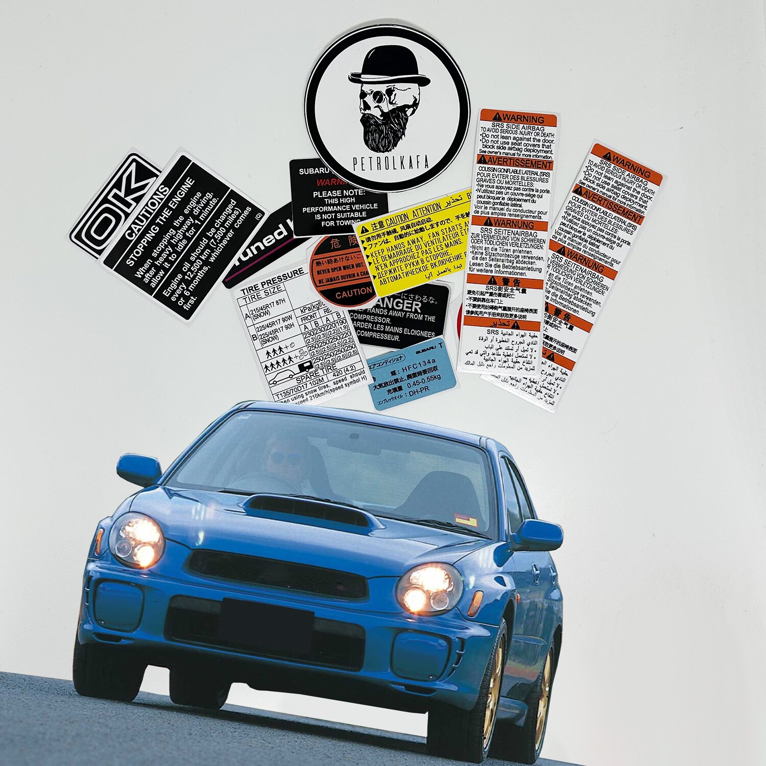 Subaru Impreza Wrx Sti Bugeye Car Restoration Warning Stickers