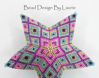 Christmas Plaid 3D Star Peyote Digital Pattern 20 Rows