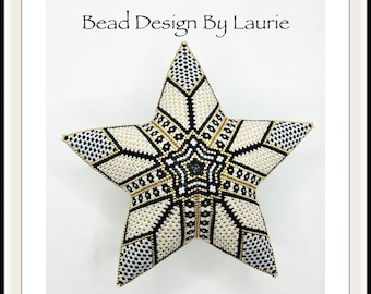 Beaded Star Ornament Winter Night Peyote Stitched Star Digital Pattern