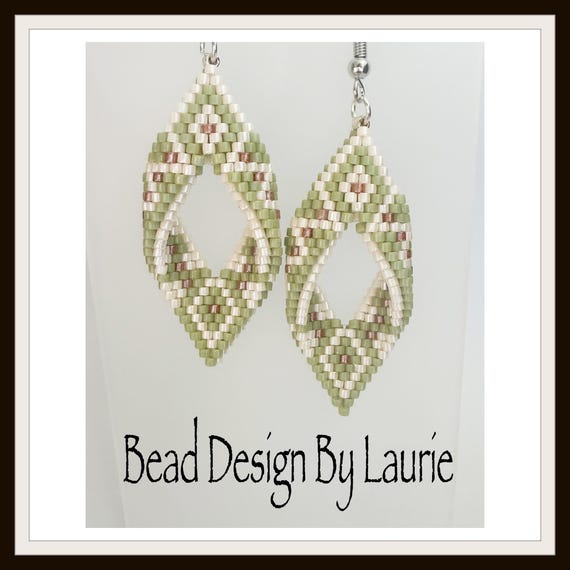 Beaded Aztec Ribbon Twisted Leaf Earring Digital Pattern