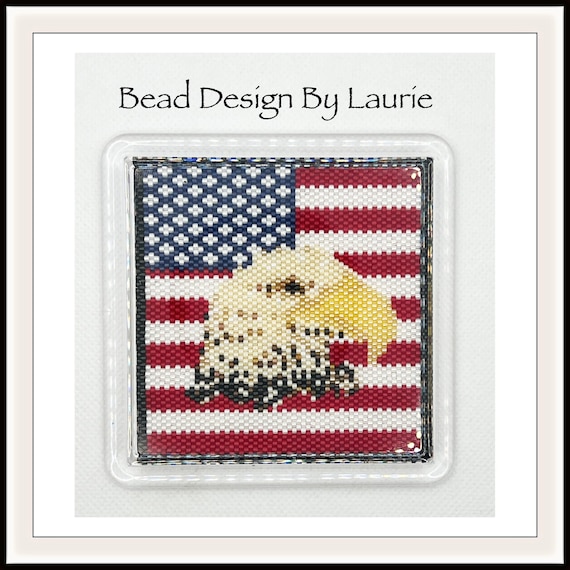 Peyote Stitched Beaded Coaster Digital Pattern of American Eagle Flag