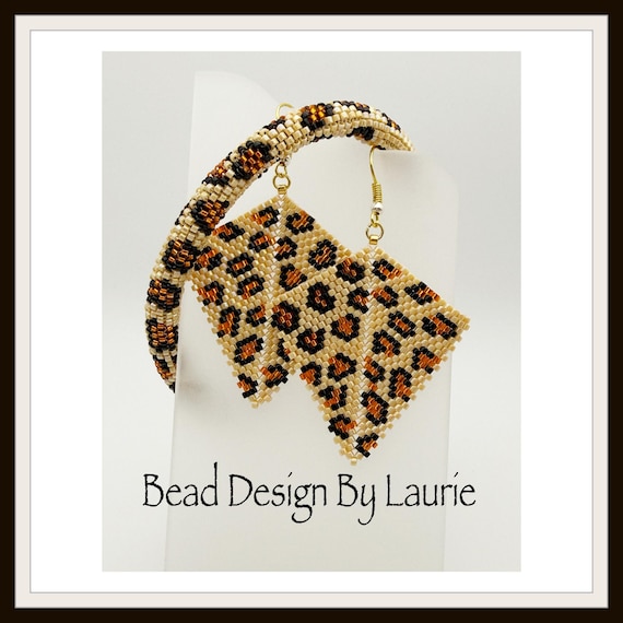Beaded Cheeta Earrings and Bracelet Digital Pattern