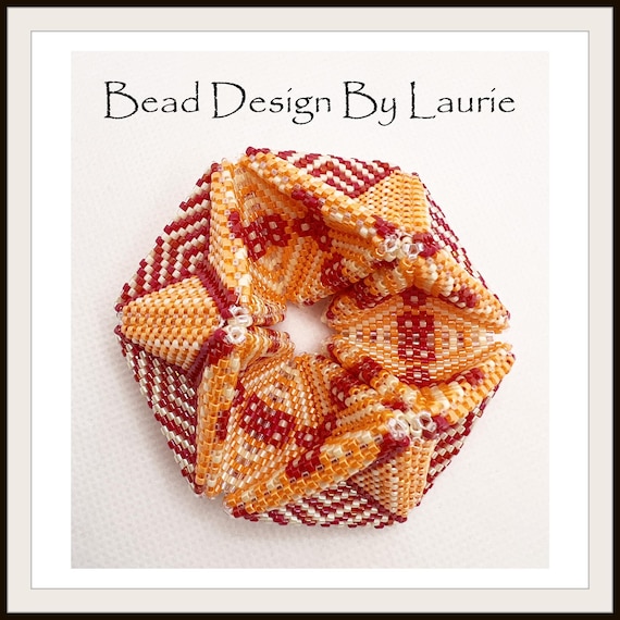 Beaded 3D Kaleidocycle Summer Trio Colors Peyote Digital Pattern