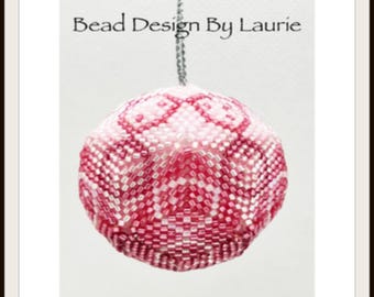 Pink Christmas Peyote Ball Ornament Digital Pattern 7 rows