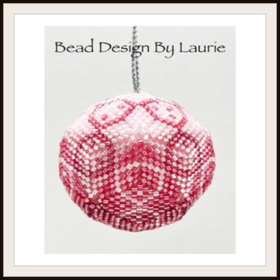 Pink Christmas Peyote Ball Ornament Digital Pattern 7 rows