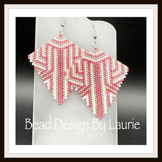 Beaded Pinky Kite Earrings Peyote Stitched Digital Pattern
