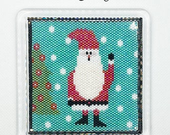 Santa Beaded Peyote Stitched Coaster Digital Pattern