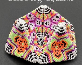 Halloween Beaded Kaleidocycle Digital Peyote Pattern 15 rows