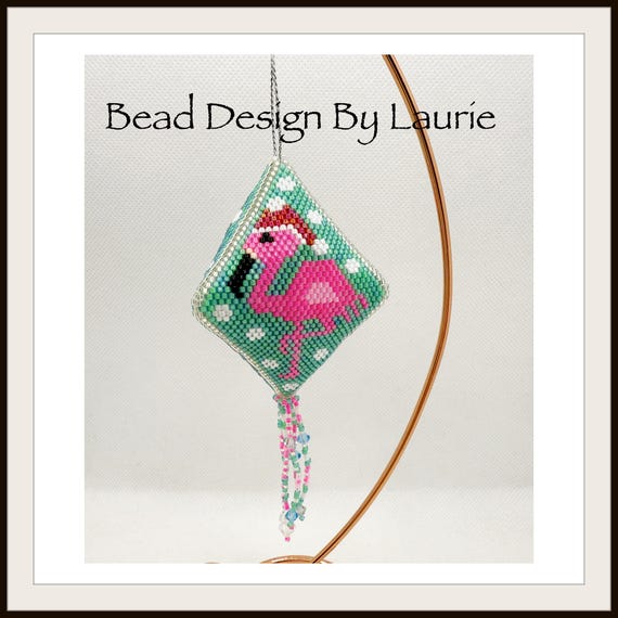 Flamingo Christmas Peyote Stitched Beaded Pod Digital Pattern