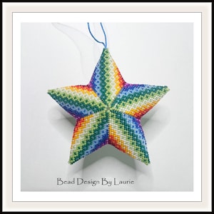 Beaded Rainbow 3D Star Ornament Digital Peyote Pattern