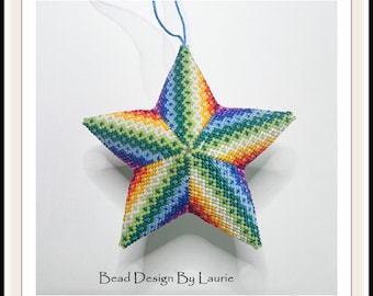 Beaded Rainbow 3D Star Ornament Digital Peyote Pattern