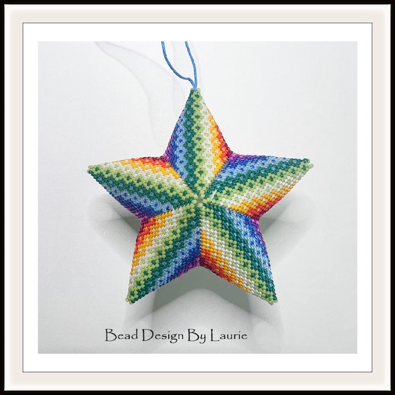 Beaded Rainbow 3D Star Ornament Digital Peyote Pattern