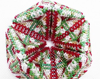 Christmas Time Colors Kaleidocycle Digital Peyote Beading Pattern Med 12 Rows