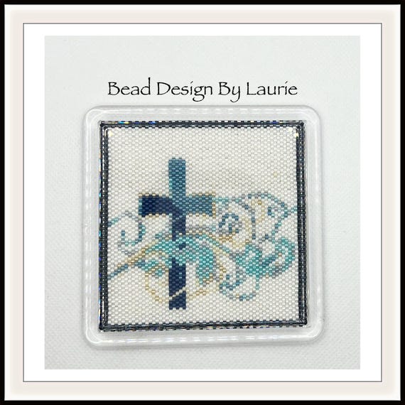 Beaded Easter Cross Coaster Peyote Stitch Digital Pattern