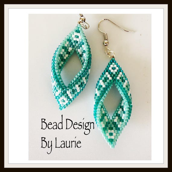 Beaded Twisted Leaf Sea Breeze Earrings Digital Pattern