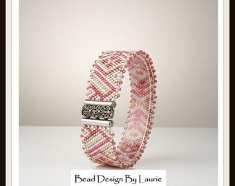 Peyote-gestikte roze armband met kralen digitaal patroon