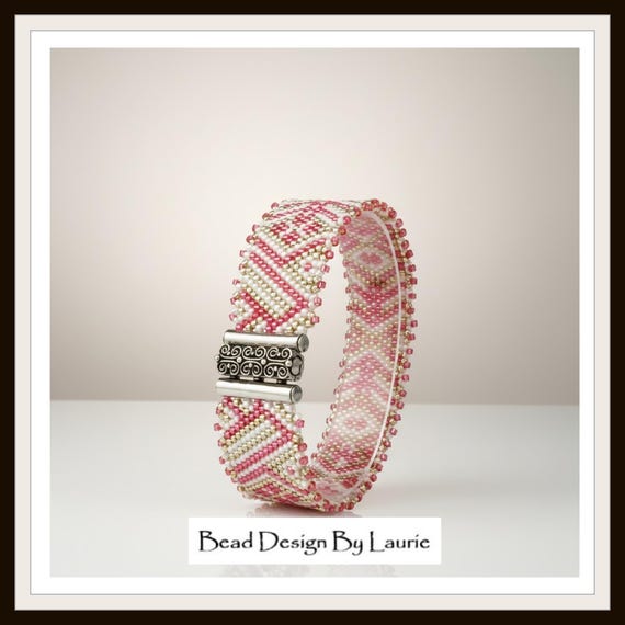 Beaded Peyote Stitched Pink Bracelet Digital Pattern