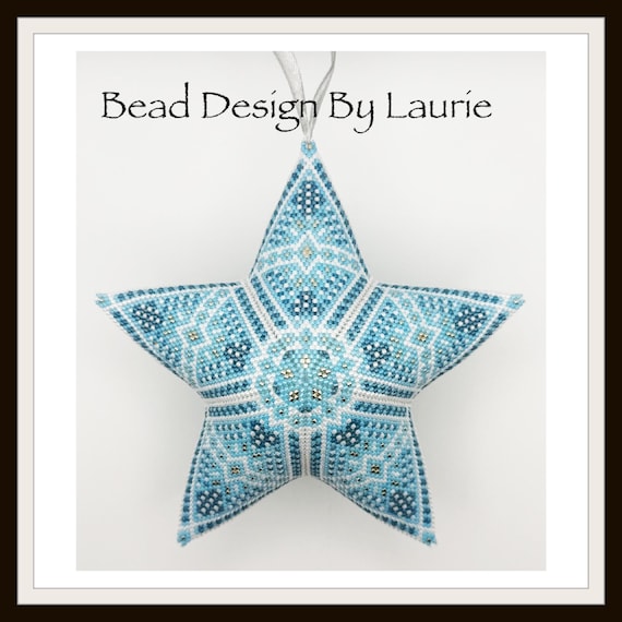 Beaded Icy Frost Peyote Stitched Star Ornament Digital Pattern