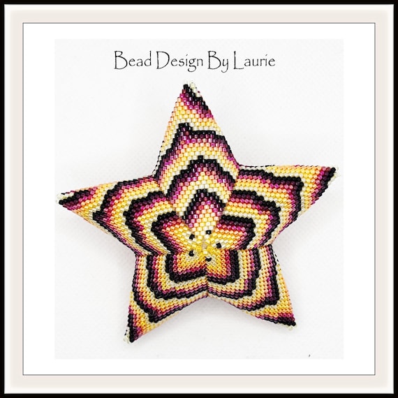 Beaded Sunburst Pinwheel 3D Peyote Star Digital Pattern