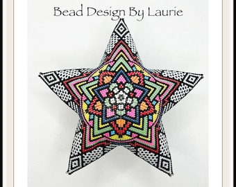Beaded Kaleidoscope Peyote Stitched 3D Star Ornament Digital Pattern