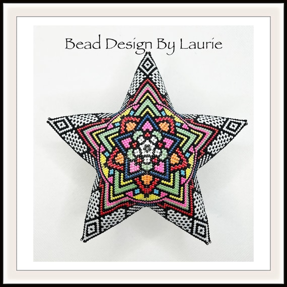 Beaded Kaleidoscope Peyote Stitched 3D Star Ornament Digital Pattern
