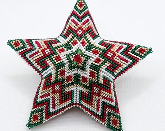 Christmas Beaded 3D Peyote Star Digital Pattern Ornament 20 rows