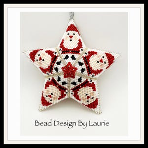 Beaded Christmas Star Santa Peyote Stitched Digital Pattern