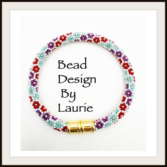 Bracelet Tubular Peyote Stitch Digital Pattern odd count Flower