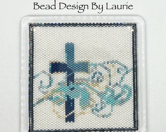 Easter Cross Coaster Beaded Peyote Stitch Digital Pattern