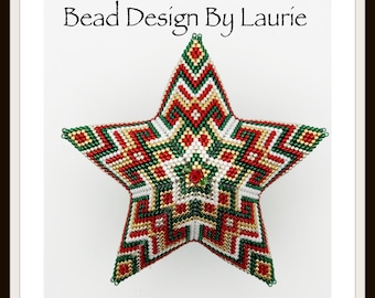 Christmas Beaded 3D Peyote Star Digital Pattern Ornament