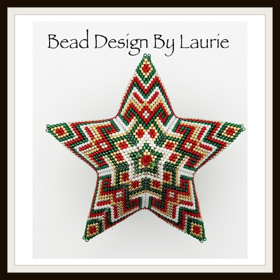 Christmas Beaded 3D Peyote Star Digital Pattern Ornament