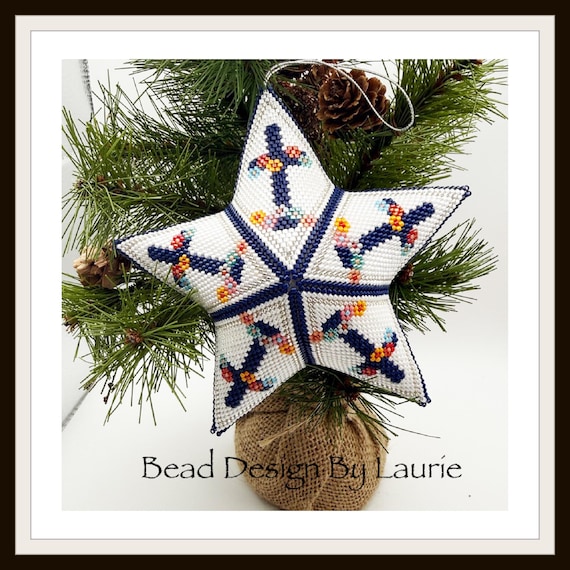 Beaded Flower Cross Star Ornament Digital Pattern